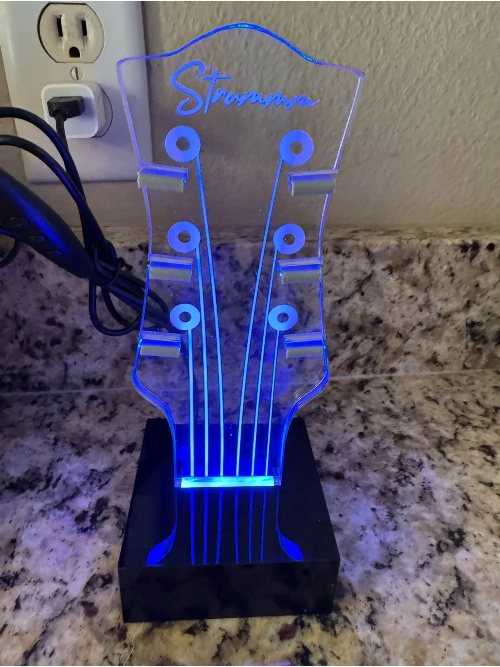 Classic Headstock Guitar Pick Holder & Light - White
